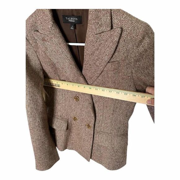 Talbots Maroon Herringbone Wool Blend Blazer - Size 4 - Picture 3 of 8